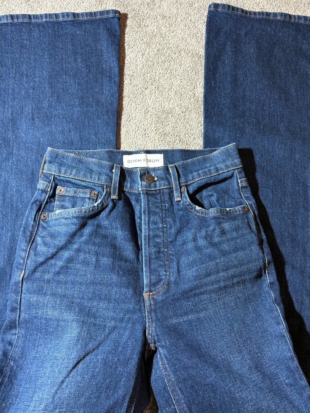 Denim Forum The Marianne High Rise Flare Jeans Dark Wash 70s Boho 24